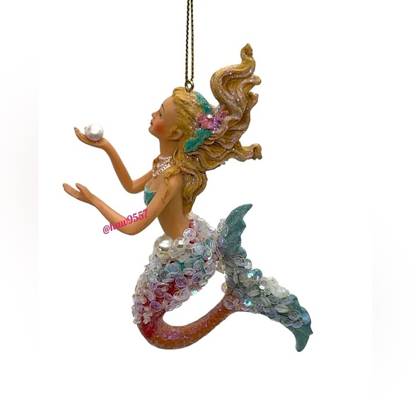 *Pink Mermaid Christmas Tree Ornament Pearl Nautical Beach Ocean - Picture 1 of 7